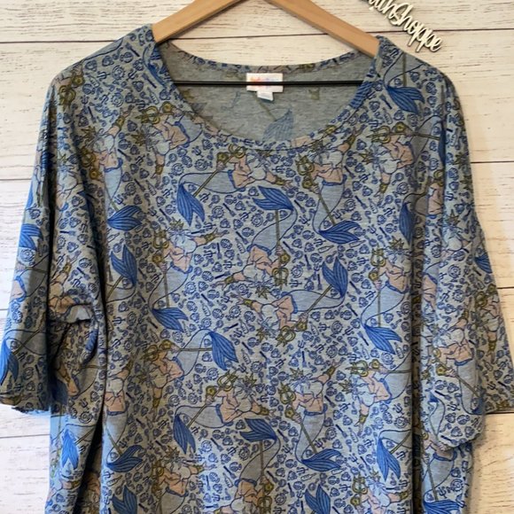 *LuLaRoe Disney Irma Tunic XL King Triton The Little Mermaid Blue Grey RARE HTF - Picture 2 of 6